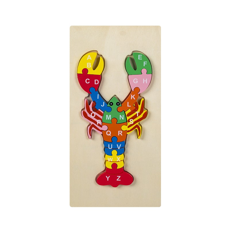 Wooden Jigsaw Puzzle Toys Children'S Early Education Alphabet Cognitive Puzzle Three-Dimensional Buckle Puzzle Building Blocks Educational Toys - Image 1